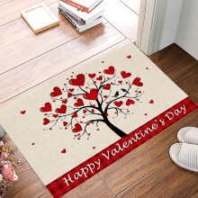 Tapis de porte en forme de cœur pour la Saint-Valentin, 60 x 40 cm, motif roses, antidérapant, pour porte d'entrée et salle de bain – Compatible