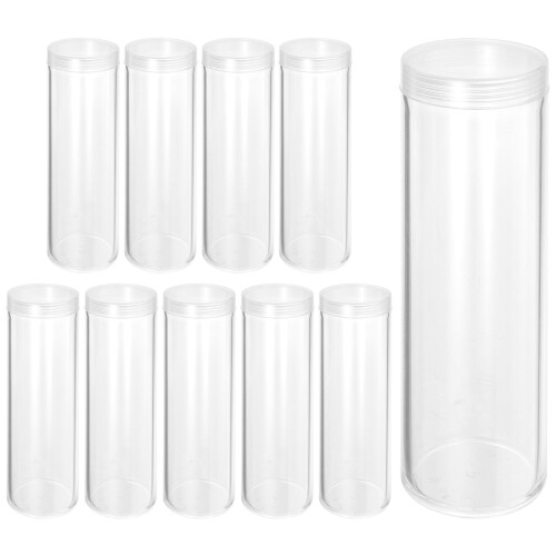 10pcs Clear Plastic Coin Storage Tubes Dust Protection