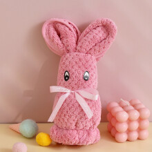 Ultra-Soft Coral Fleece Bunny Towel, 3D Rabbit Fold, Hypoallergenic & Quick-Drying, 13.7829.53in, Hot Pink