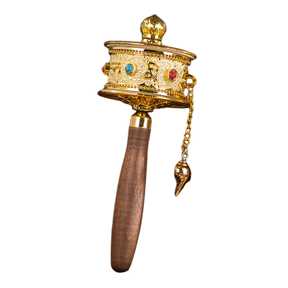 Prayer Wheel Artistic Premium Buddha Scriptures Wooden Handle Buddhist Religious
