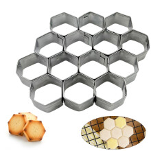 Hexagonal Cookie Cutter Set, Stainless Steel Mini & Large Honeycomb Shapes Mold for Baking, Crackers & DIY Treats