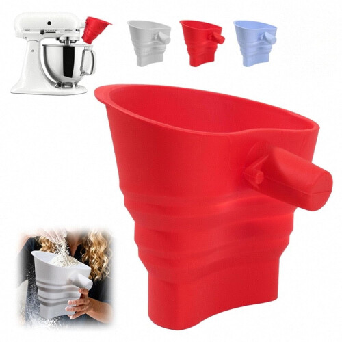 Χωνί αλευριού για μίξερ βάσης KitchenAid, χωράει 4,5–5Qt, πτυσσόμενο εξάρτημα σιλικόνης