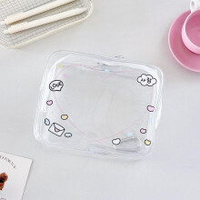 Sac de rangement pour deux poupées en forme de cœur, pochette de rangement portable en PVC transparent.