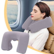 Portable Inflatable Travel Neck Pillow – U-Shaped, Soft Velour, Lightweight for Aviation/Camping/Home – Multiple Colors, Compatible with All Users