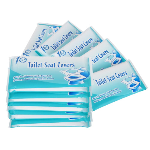 Couvercles de toilettes jetables et étanches Tebra, blancs, lot de 5 2