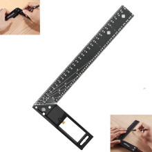 16" Woodworking Square Ruler, Multi-Angle Measuring, Universal Combination Angle L Square, Black, Aluminum Alloy & Steel Construction
