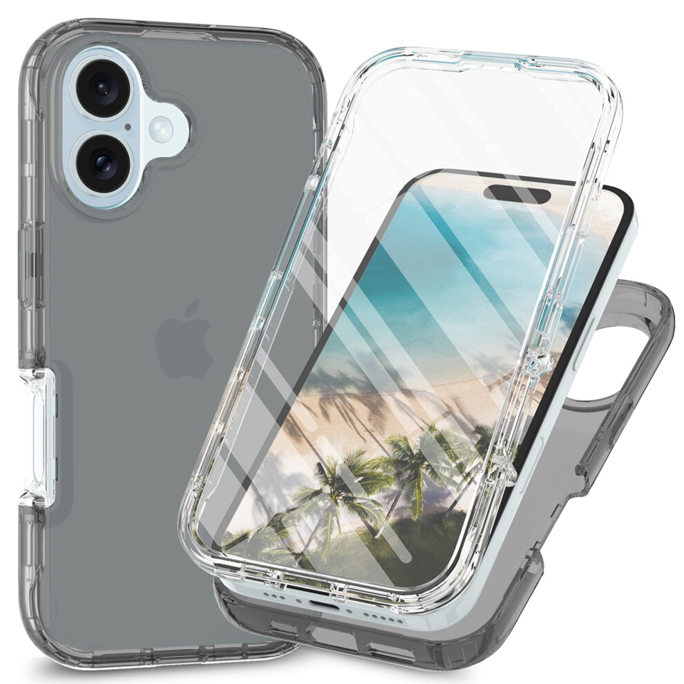 Clear Iphone 16 Case With Built-In Screen Protector, Anti-Scratch & Shockproof Bumper Â Black 9170372283996