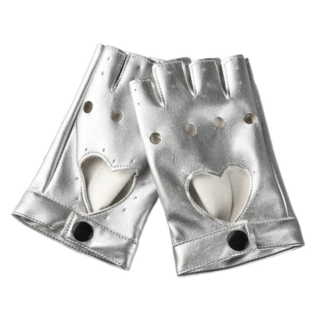 Stylish Fingerless Motorcycle Gloves Reinforced Pu Leather Punk Fashion Design Stage Performances 9130661080941