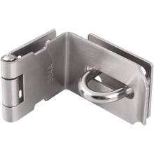 4" Stainless Steel 90 Door Hasp Latch, 2mm Thick, Brushed Silver, Compatible with Push/Sliding/Barn Doors