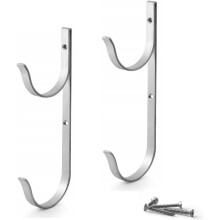 2pcs Heavy Duty Pool Pole Hangers – Silver Aluminum, with Screws, Compatible with Telescopic Poles, Skimmers, Nets, Brushes & Vacuum Hoses