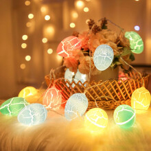 Guirnalda de luces de Pascua con forma de concha y huevo roto, 3 metros, luces coloridas con forma de huevo para decoración primaveral