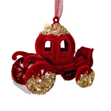 Weihnachtsdekorationen: Burgunderroter Samtkranz, Schleife, Rentierornamente, Weihnachtsbaumschmuck