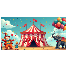 Bienvenido al Carnaval. Pancarta colorida para decoración de fiestas, artículos para eventos, accesorios de fotografía, fondo brillante para