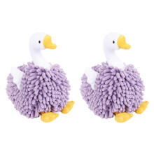 Lot de 2 serviettes de toilette en chenille duveteuses en forme de cygne avec boucle de suspension, absorbantes et décoratives, compatibles avec la