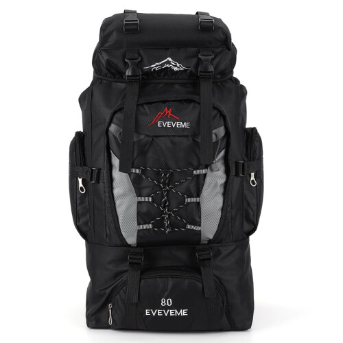 80L Climbing Backpack Large Capacity Hiking Backpack Travel Accessories Camping Storage (Black)