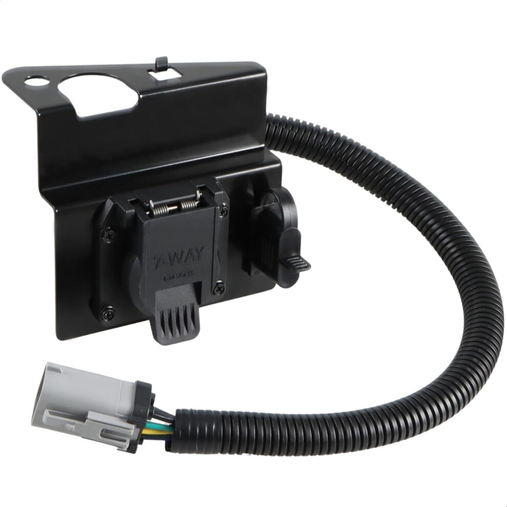 4&7 Pin Trailer Wiring Harness, 4-Flat To 7-Way Adapter With Bracket, Compatible With Ford F250/F350 Super Duty 2002Â2004 974856414703