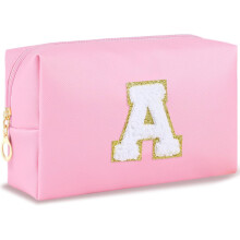 Preppy leren waterdichte make-uptas met gepersonaliseerde details