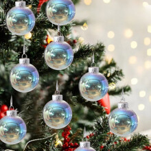 Clear Shatterproof Christmas Ornaments Balls, 3.15in, Colorful Reflective Finish for Holiday Tree Decor