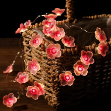 Cherry Blossom String Light, 13ft 40 LED Battery Operated Fairy Cherry Flower Indoor Decorative String Lights for Bedroom Wedding Party Decor, Pink
