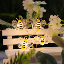 Guirlande lumineuse LED motif abeille, 1 m (3,28 pi), 10 LED jaunes