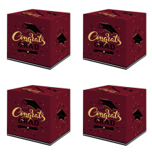 Coffret cadeau souvenir pliable bordeaux 4 pièces pour la remise des diplômes (lycée et université) - 4 cartes et tirelire 2025