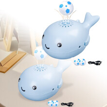 Whale-Shaped Floating Cat Toy Ball Electric Interactive Blue