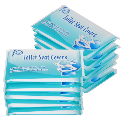 Couvercles de toilettes jetables et étanches Tebra, blancs, lot de 5