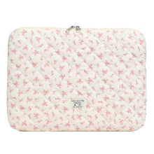 Puffy Quilted Floral Laptop Sleeve – Maple Leaf Design, Shockproof, Coquette Aesthetic, compatible with iPad, Tablet, Notebook (14.96" x 0.98" x