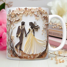 Mug 3D pour couple – Cadeau unique pour fiançailles, mariage et anniversaire – Mugs assortis en céramique pour la Saint-Valentin, une pendaison