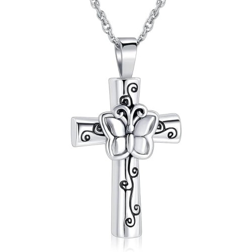 Pendentif papillon en forme de croix pour cendres