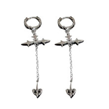 Boucles d'oreilles pendantes en zircon avec longue frange à pompon pour femmes