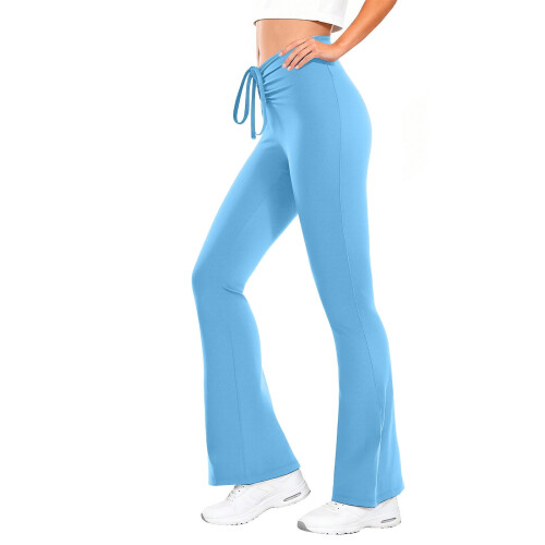 Högmidjade utsvängda leggings för kvinnor, blå XL 1