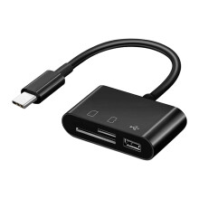 Lecteur de cartes USB-C avec OTG 2.0, compatible SD/TF/USB, adaptateur de voyage britannique (240 V  120 V, 220 V  110 V), prise UE vers US
