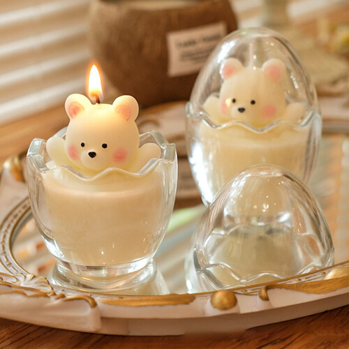 Bougie d'aromathérapie Eggshell Bear, cire de soja parfumée, 1 pièce