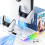 Supporto di raffreddamento per console PS5 Slim con doppio caricabatterie per controller, ventola di raffreddamento e organizer per giochi (per PS5 1