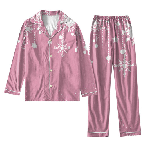 Completo natalizio da donna in 2 pezzi: top e pantaloni, rosa,