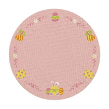 Napperon rond de table pour Pâques, idéal pour servir un repas festif.