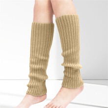 Women's Ribbed Knit Leg Warmers Khaki One Pair