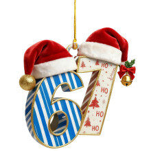 Lustiger 67-Weihnachtsschmuck, Baumhänger, Meme-Geschenk für Enkelkinder zum Geburtstag & Weihnachten – Kompatibel mit Standard-Baumhaken