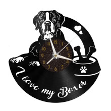 Ich liebe meinen Boxerhund – Vinyl-Schallplatten-Wanduhr für die Küche – Wanddekoration – Wandkunst – Geschenkidee für den Liebsten –