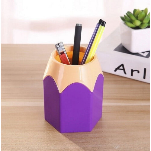White Yellow Makeup Brush Vase Plastic Desk Organizer 1pc 2