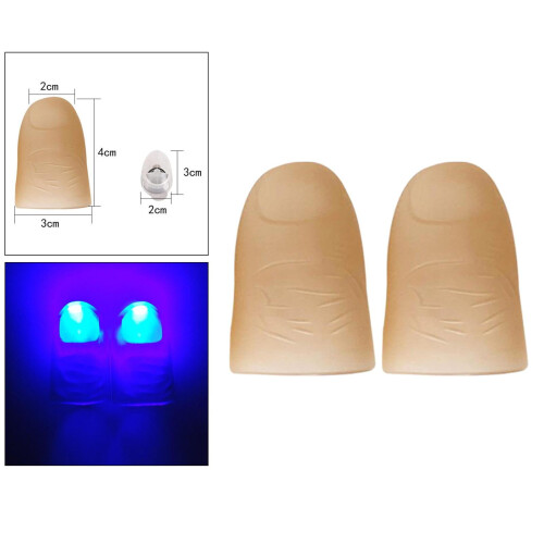 3x2x Φωτιστικά LED για τον αντίχειρα, στηρίγματα για τα δάχτυλα, φώτα κόλπα, μπλε 2