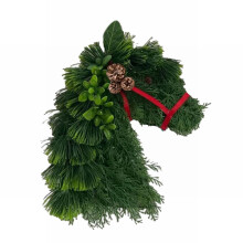Couronne de Noël rustique avec tête de cheval, 11,8 x 15,75