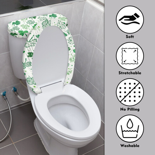 Toilettensitzdeckelbezug-Set aus Polyester mit Kleeblattmuster 2