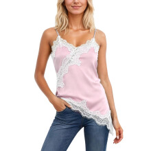 Women's V-Neck Lace Vest Polyester Asymmetric Hem