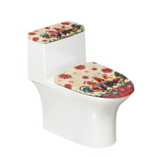 Ensemble de 2 housses de siège de toilette motif bonnet de Père Noël et coq