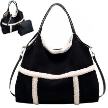 Damen-Wildledertasche mit Futter aus Kunstlammwolle, Vintage-Schultertasche mit großem Fassungsvermögen, ideal für Arbeit und Reisen