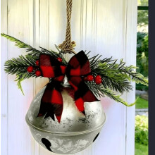 5.5 Inch Large Silver Bell Christmas Ornaments, Jingle Bells Star Cutout Decor for Xmas Tree, Gift Wrapping, Home and Party Decoration