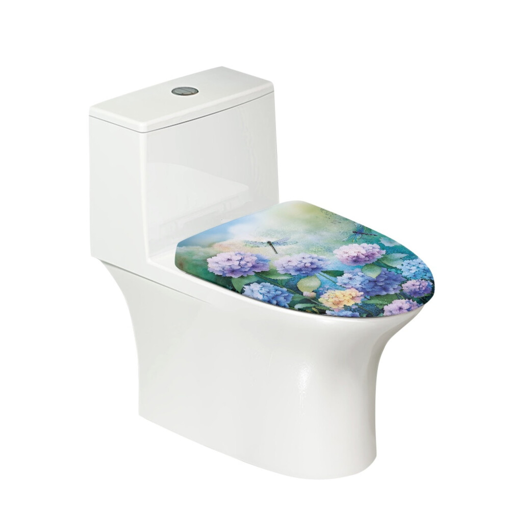 Dragonfly Hydrangea Toilet Lid Cover Universal Fit 902370217036
