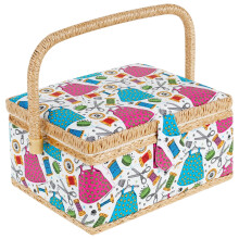 Portable Sewing Basket with Removable Tray, Interior Pocket & Stylish Storage for Needles, Thread, Tape Measure